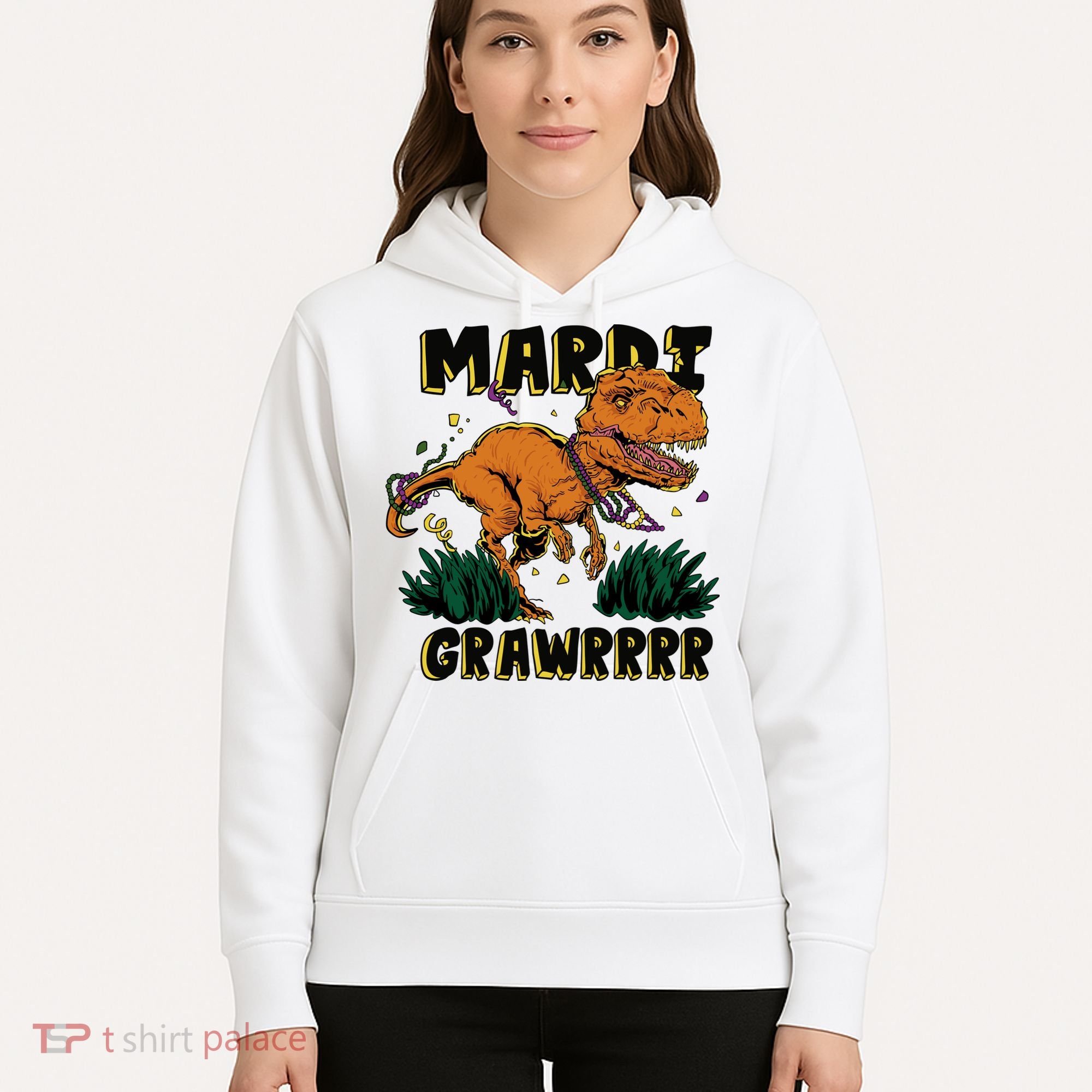 Mardi Gras Dinosaur Celebration Hoodie
