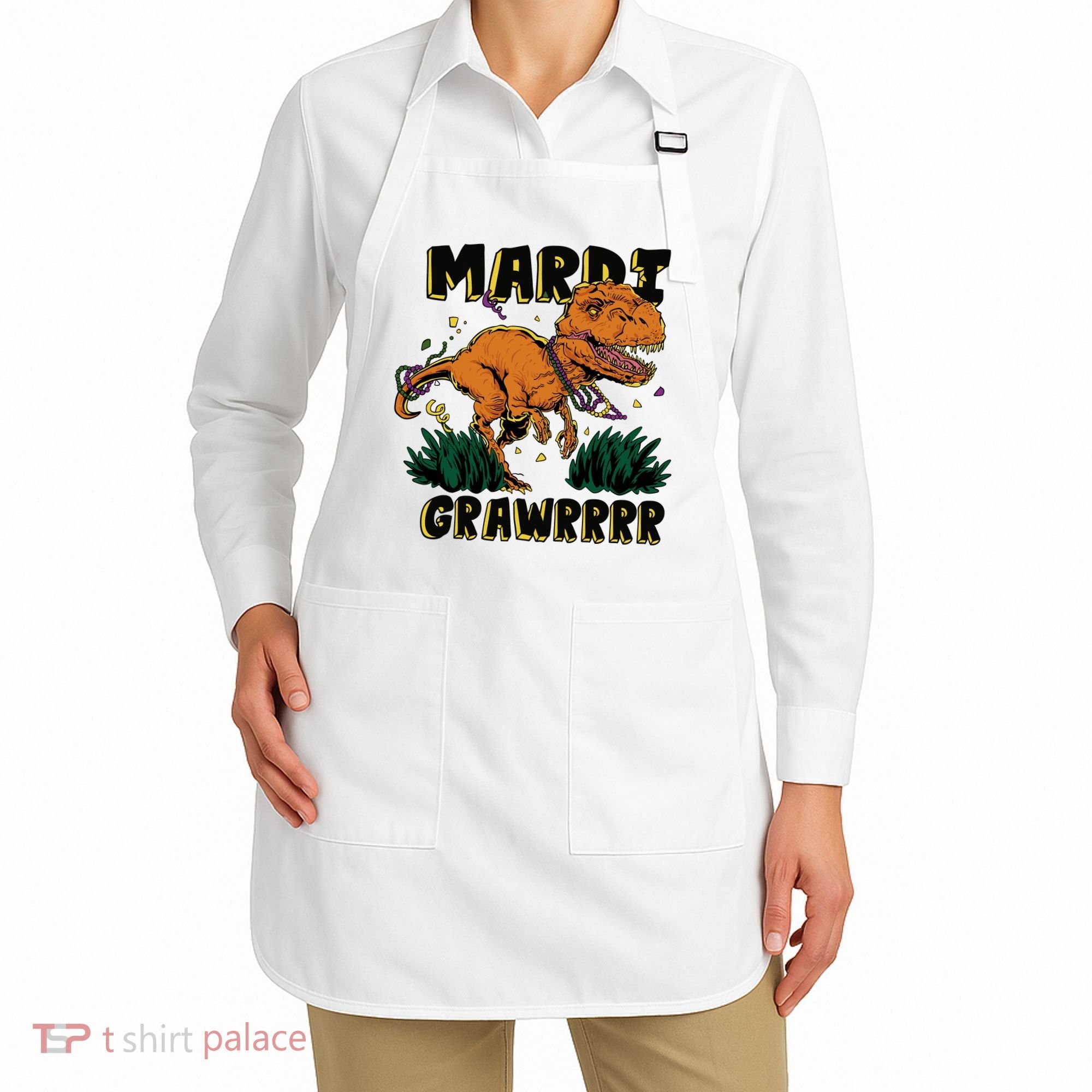 Mardi Gras Dinosaur Celebration Apron