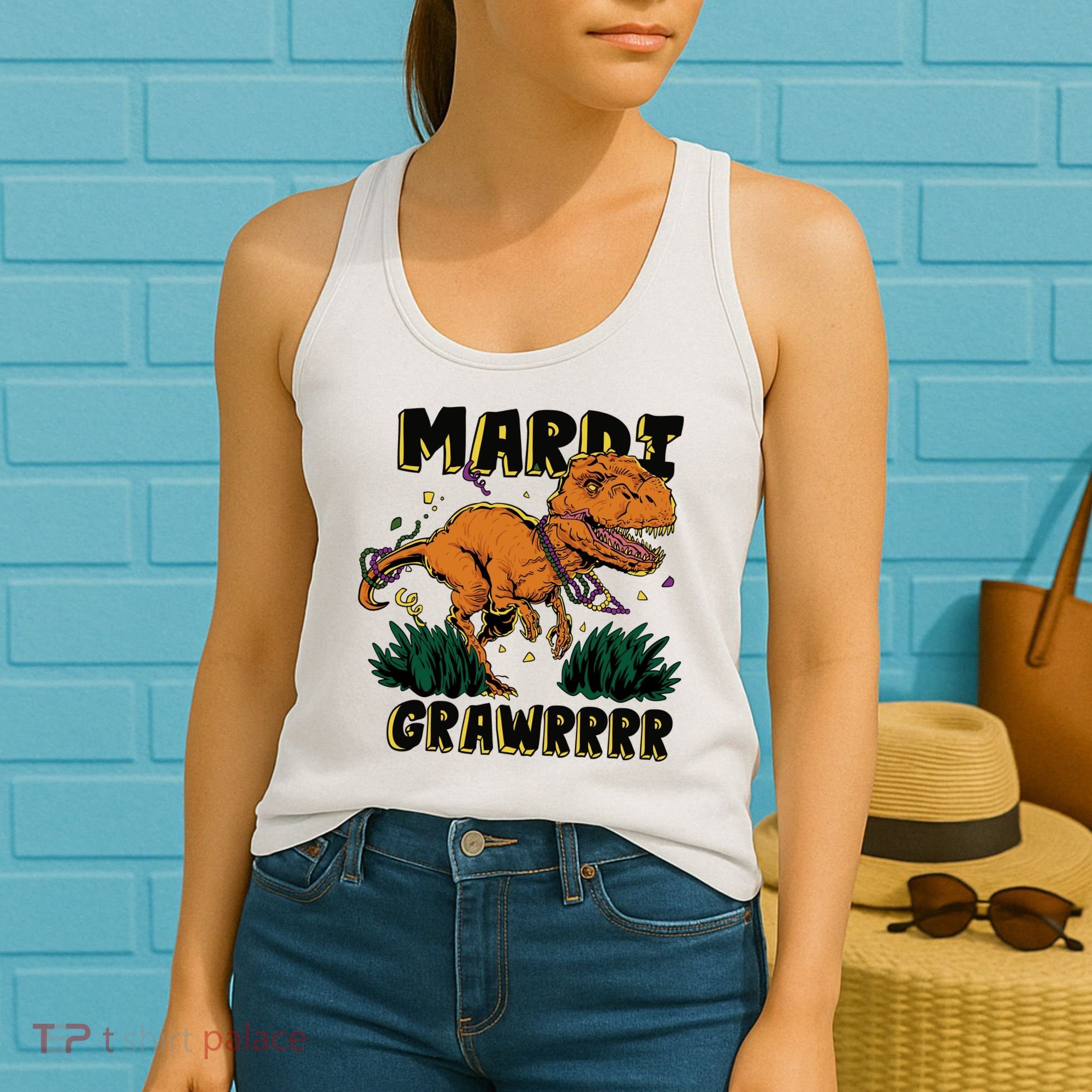 Mardi Gras Dinosaur Celebration Women's Tank Top