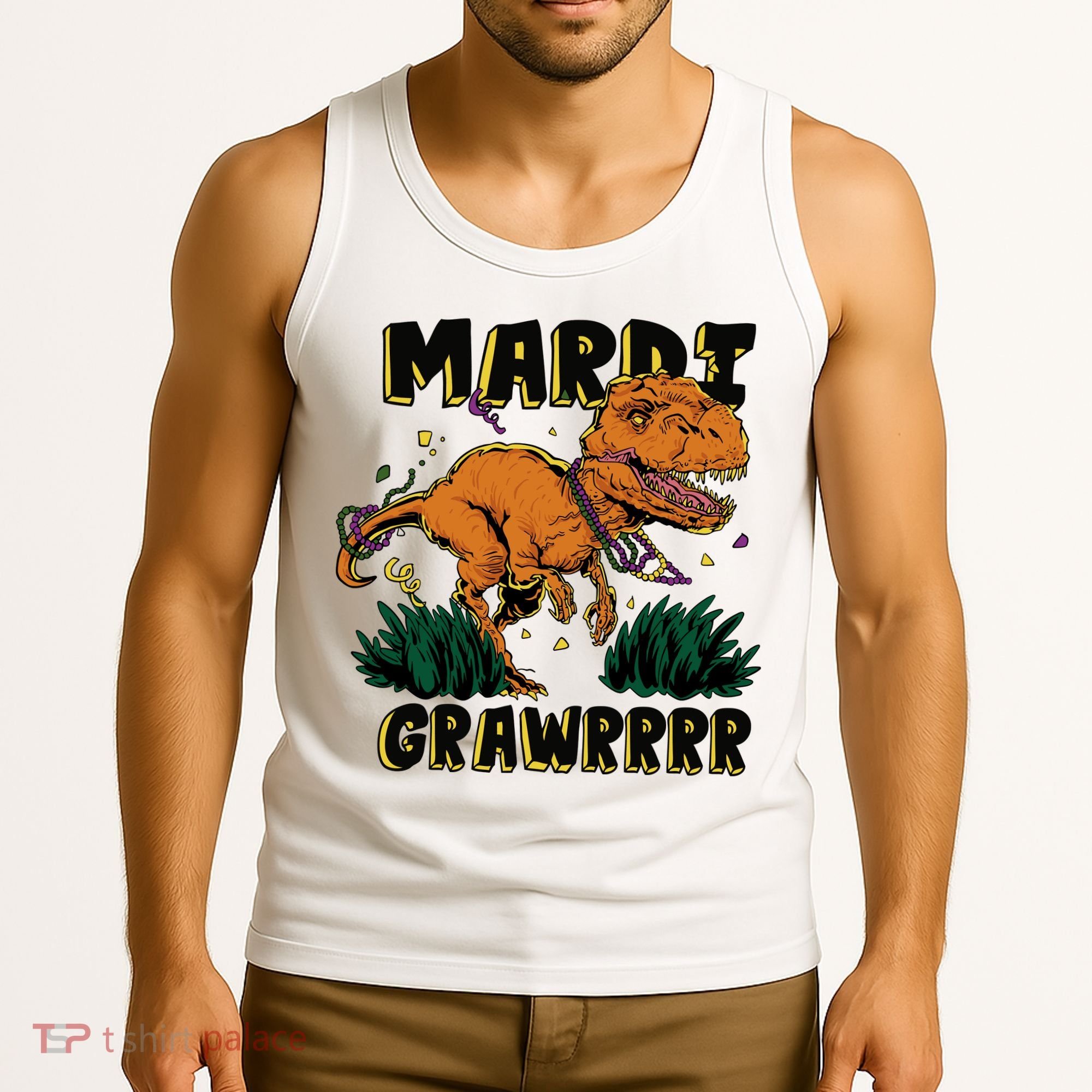 Mardi Gras Dinosaur Celebration Tank Top