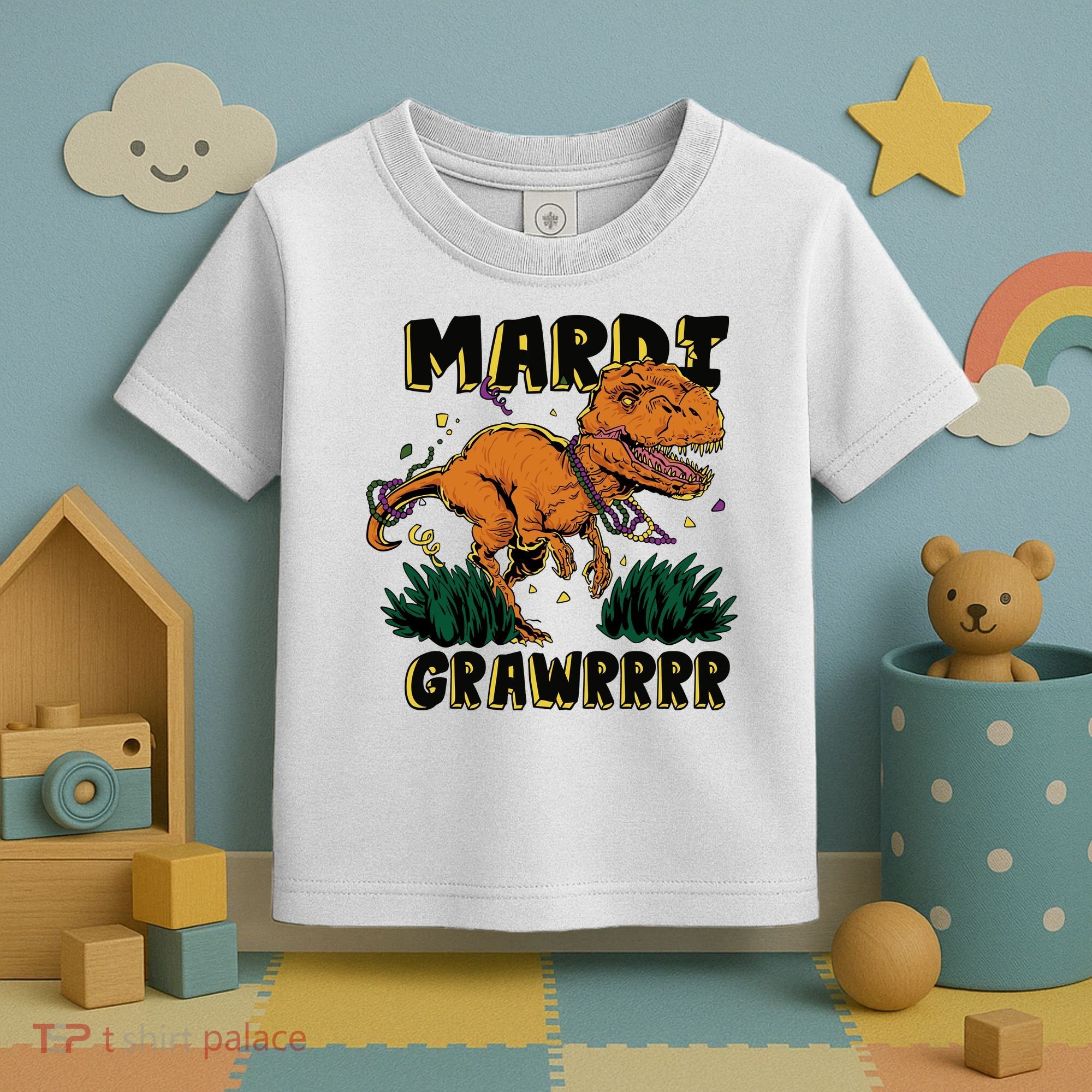 Mardi Gras Dinosaur Celebration Toddler T-Shirt