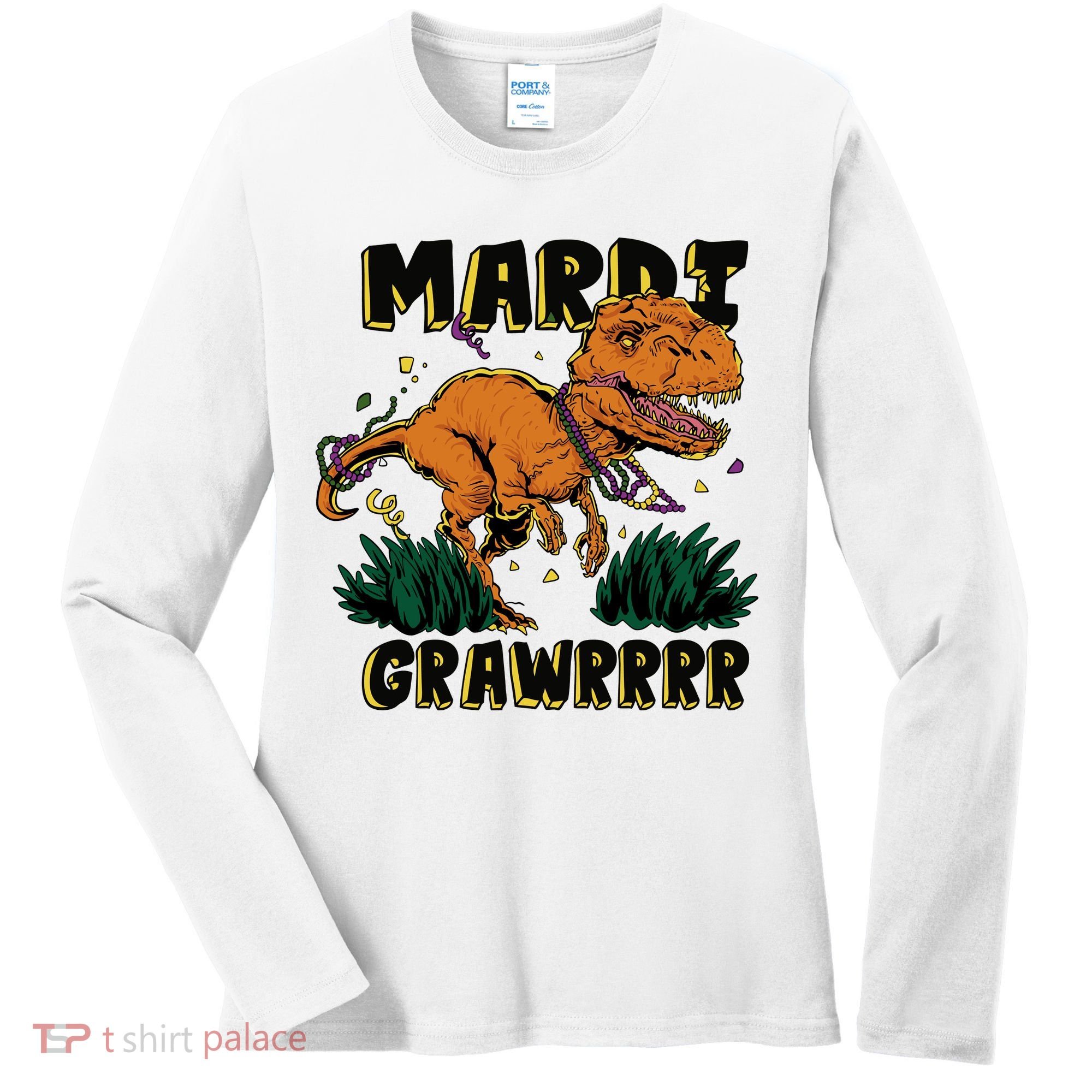 Mardi Gras Dinosaur Celebration Women's Long Sleeve Shirt