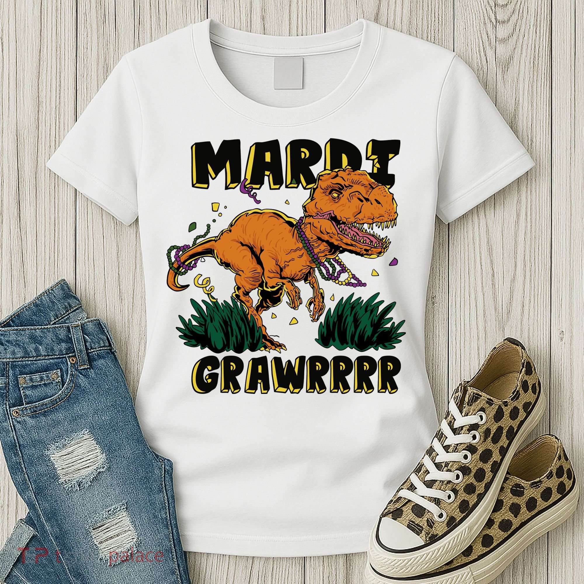 Mardi Gras Dinosaur Celebration Women's T-Shirt