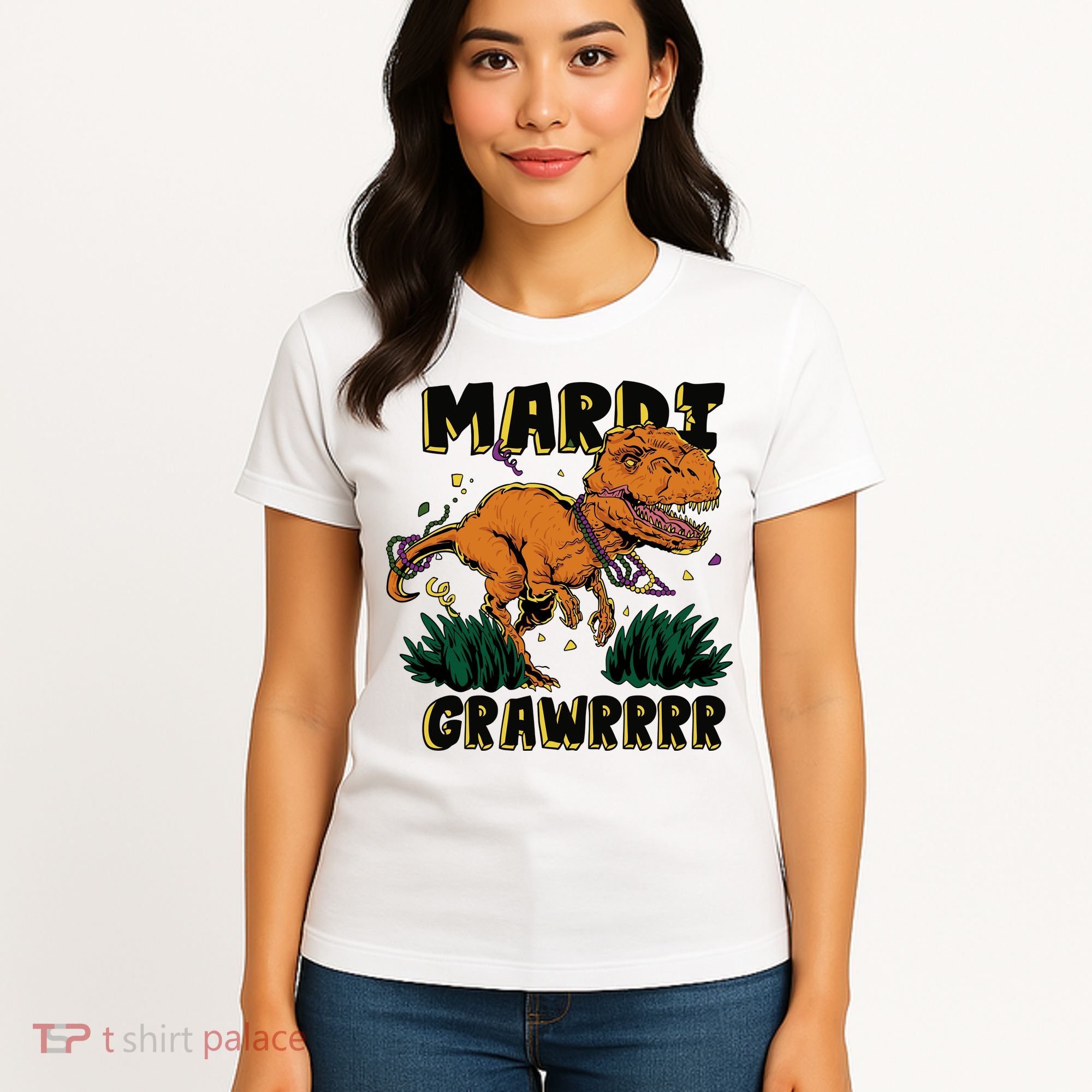 Mardi Gras Dinosaur Celebration Women's T-Shirt