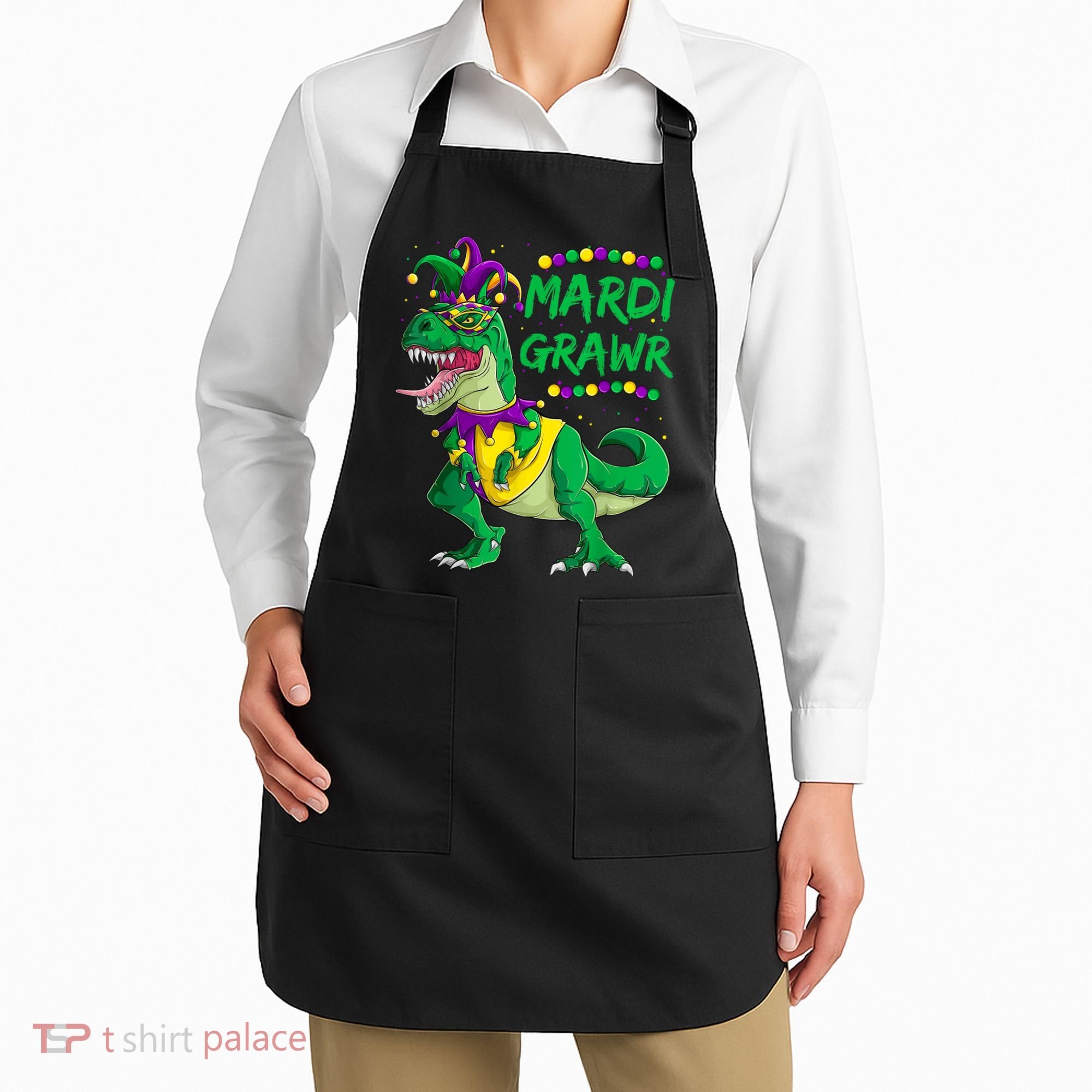 Mardi Grawr Dino Jester Outfit, Mardi Gras T Rex Kids Boys Apron