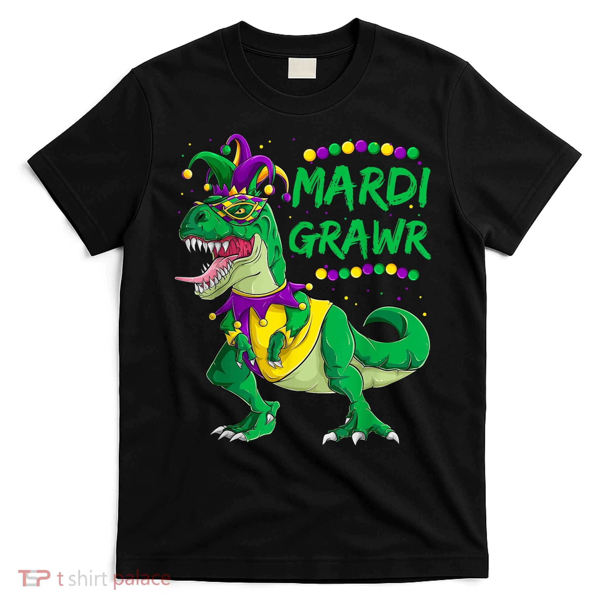 Mardi Grawr Dino Jester Outfit, Mardi Gras T Rex Kids Boys T-Shirt