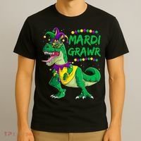 Mardi Grawr Dino Jester Outfit, Mardi Gras T Rex Kids Boys T-Shirt thumb 3