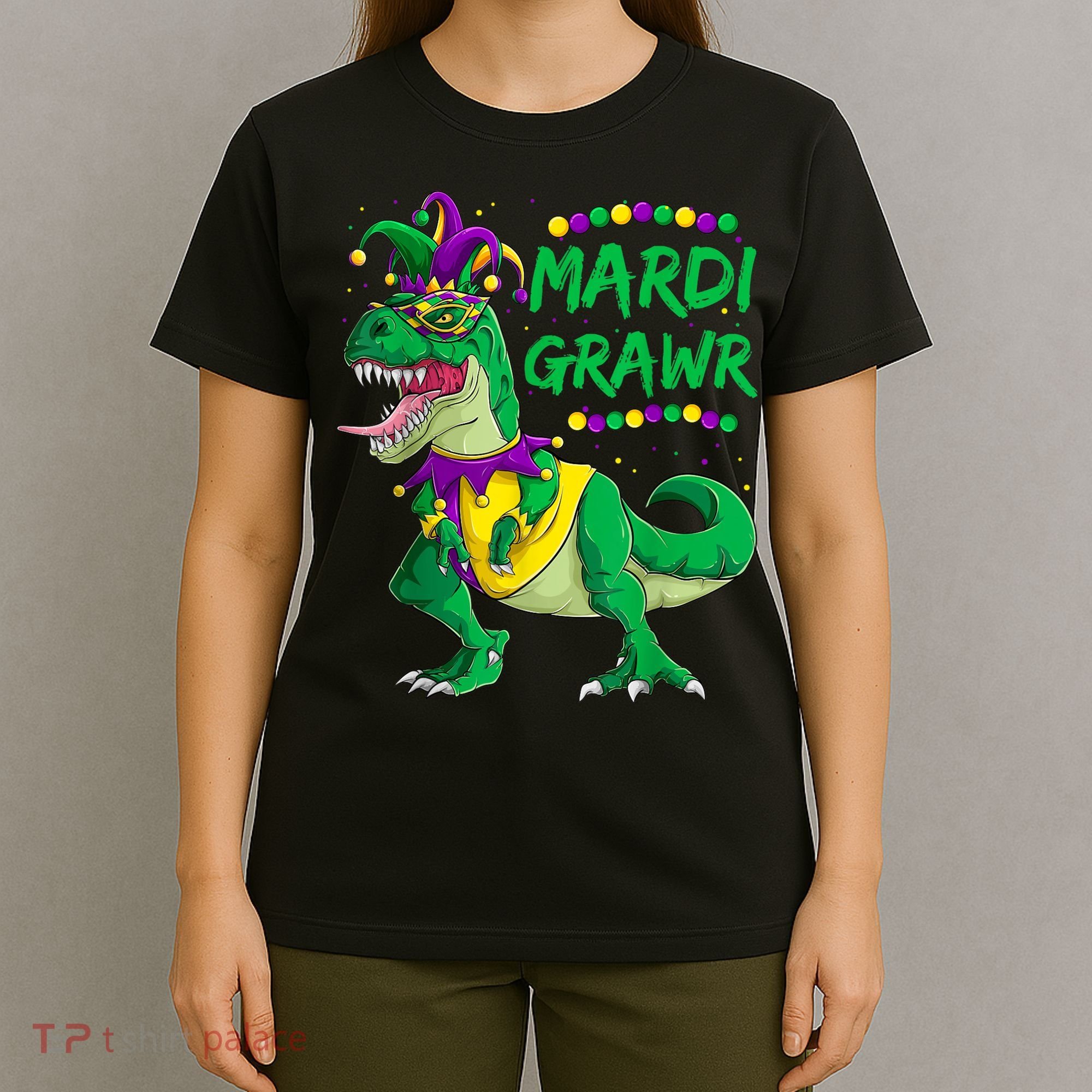 Mardi Grawr Dino Jester Outfit, Mardi Gras T Rex Kids Boys T-Shirt