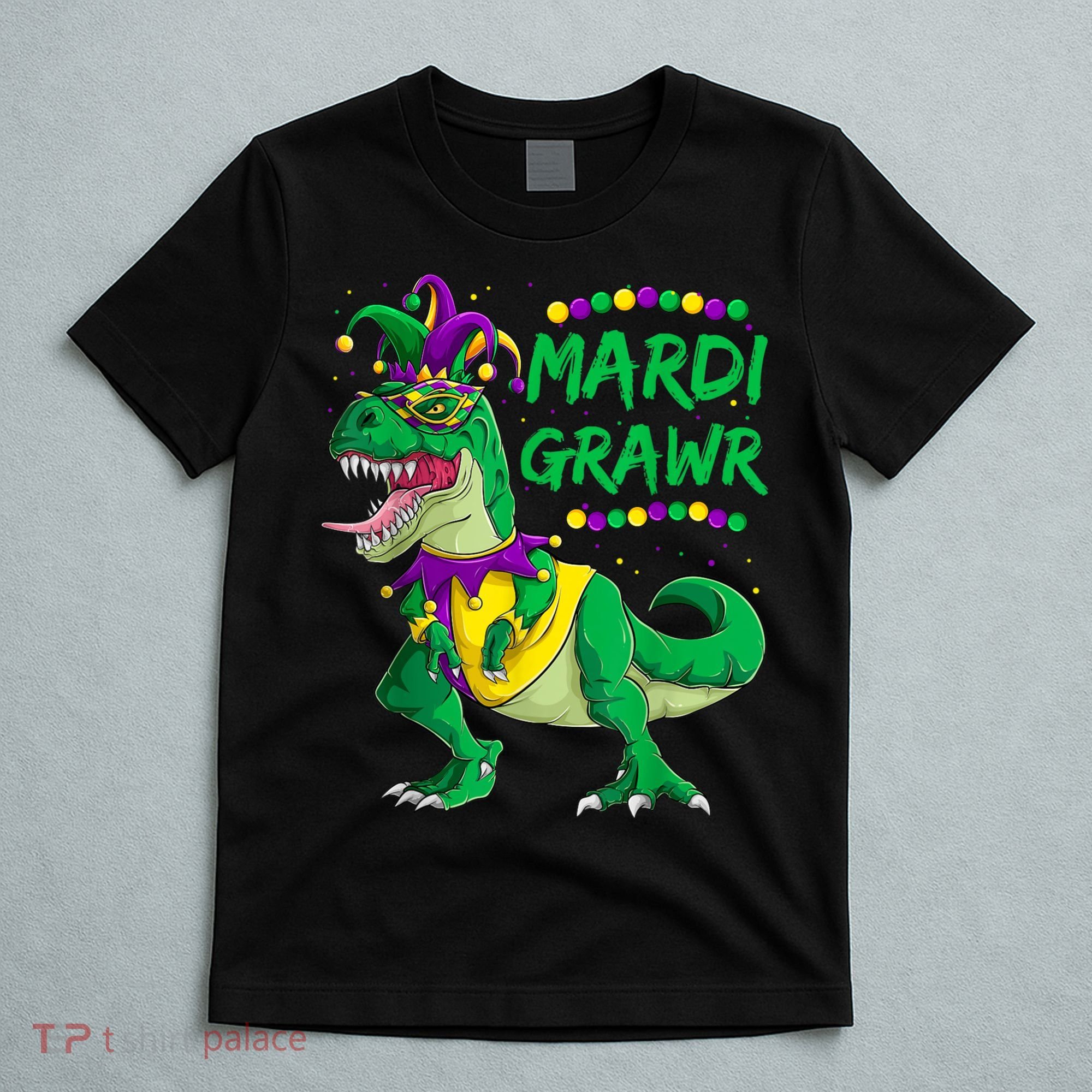 Mardi Grawr Dino Jester Outfit, Mardi Gras T Rex Kids Boys T-Shirt