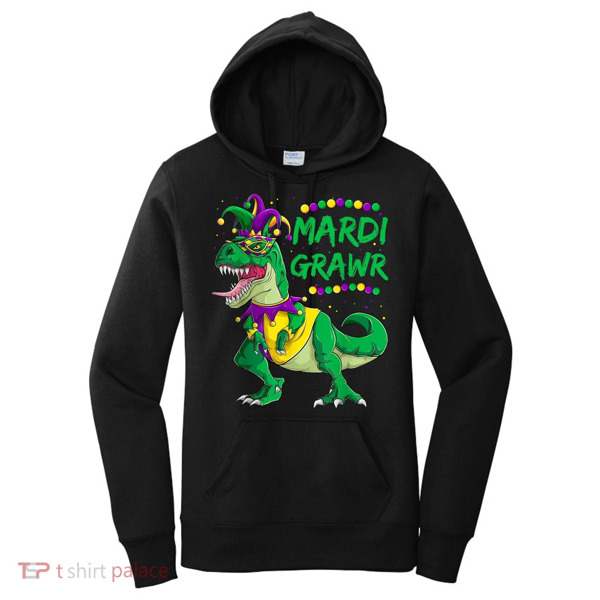 Mardi Grawr Dino Jester Outfit, Mardi Gras T Rex Kids Boys Women's Hoodie