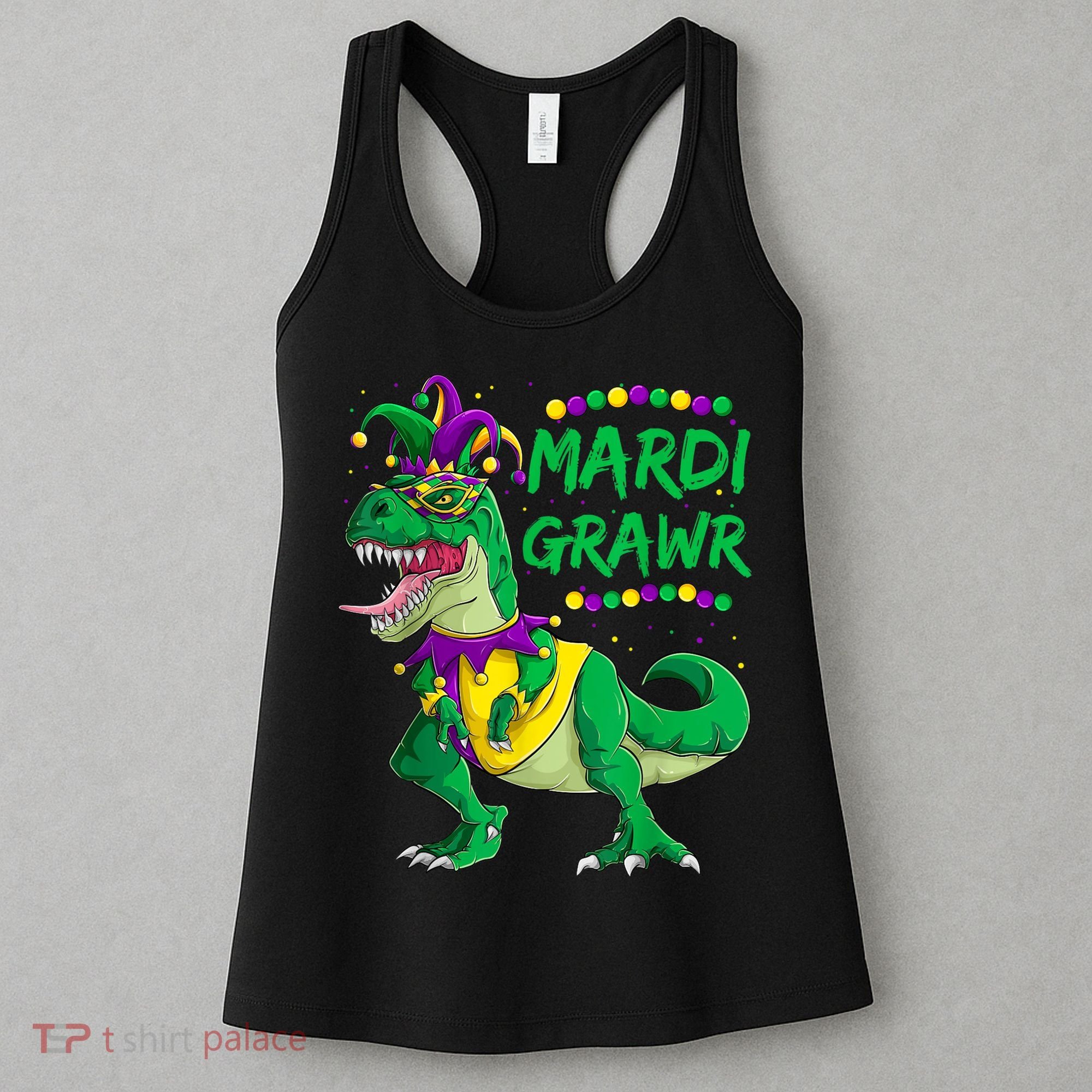 Mardi Grawr Dino Jester Outfit, Mardi Gras T Rex Kids Boys Women's Tank Top