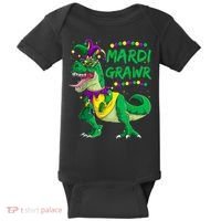 Mardi Grawr Dino Jester Outfit, Mardi Gras T Rex Kids Boys Baby Bodysuit thumb 0