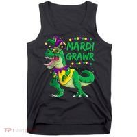 Mardi Grawr Dino Jester Outfit, Mardi Gras T Rex Kids Boys Tank Top thumb 0