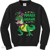 Mardi Grawr Dino Jester Outfit, Mardi Gras T Rex Kids Boys Kids Sweatshirt thumb 0