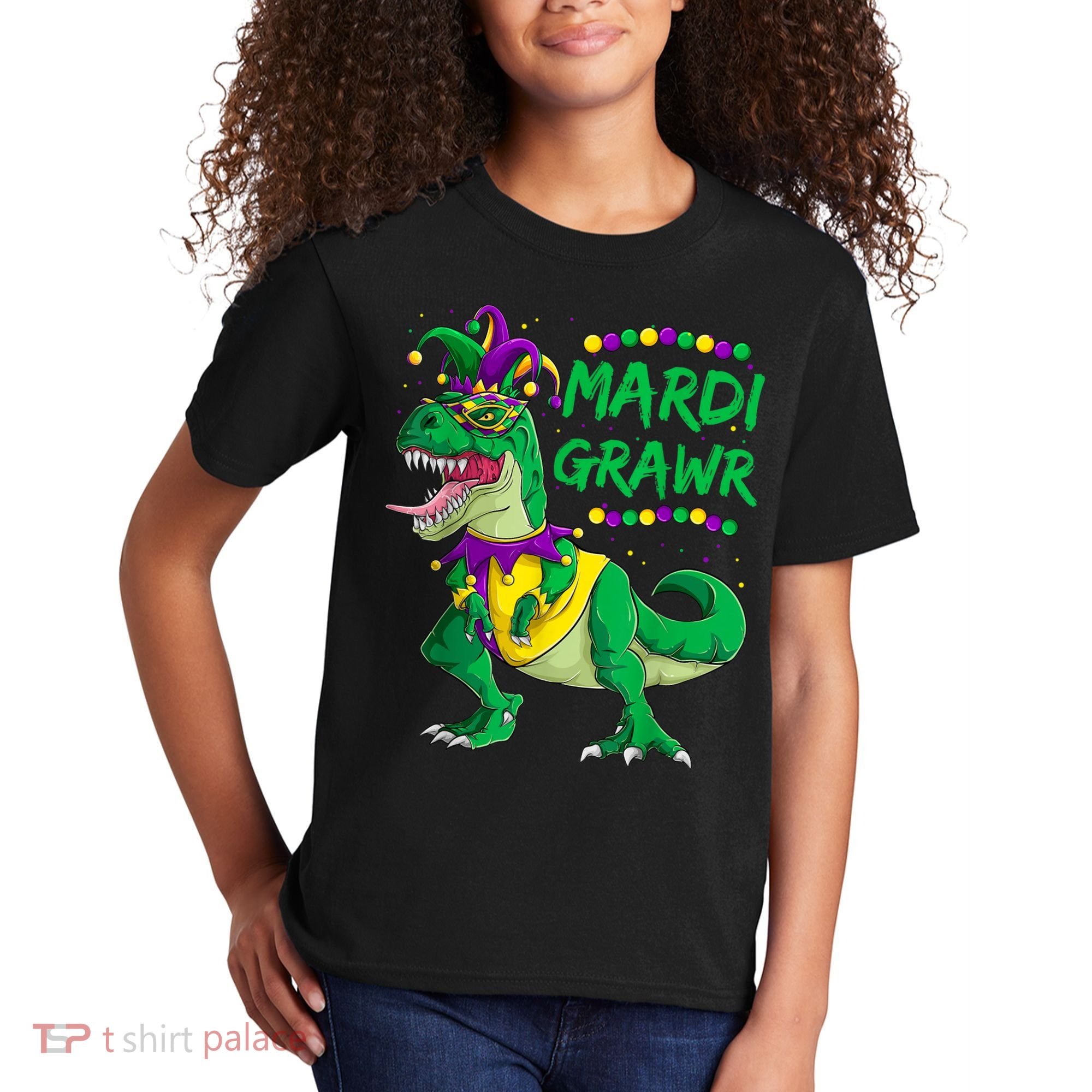 Mardi Grawr Dino Jester Outfit, Mardi Gras T Rex Kids Boys Kids T-Shirt