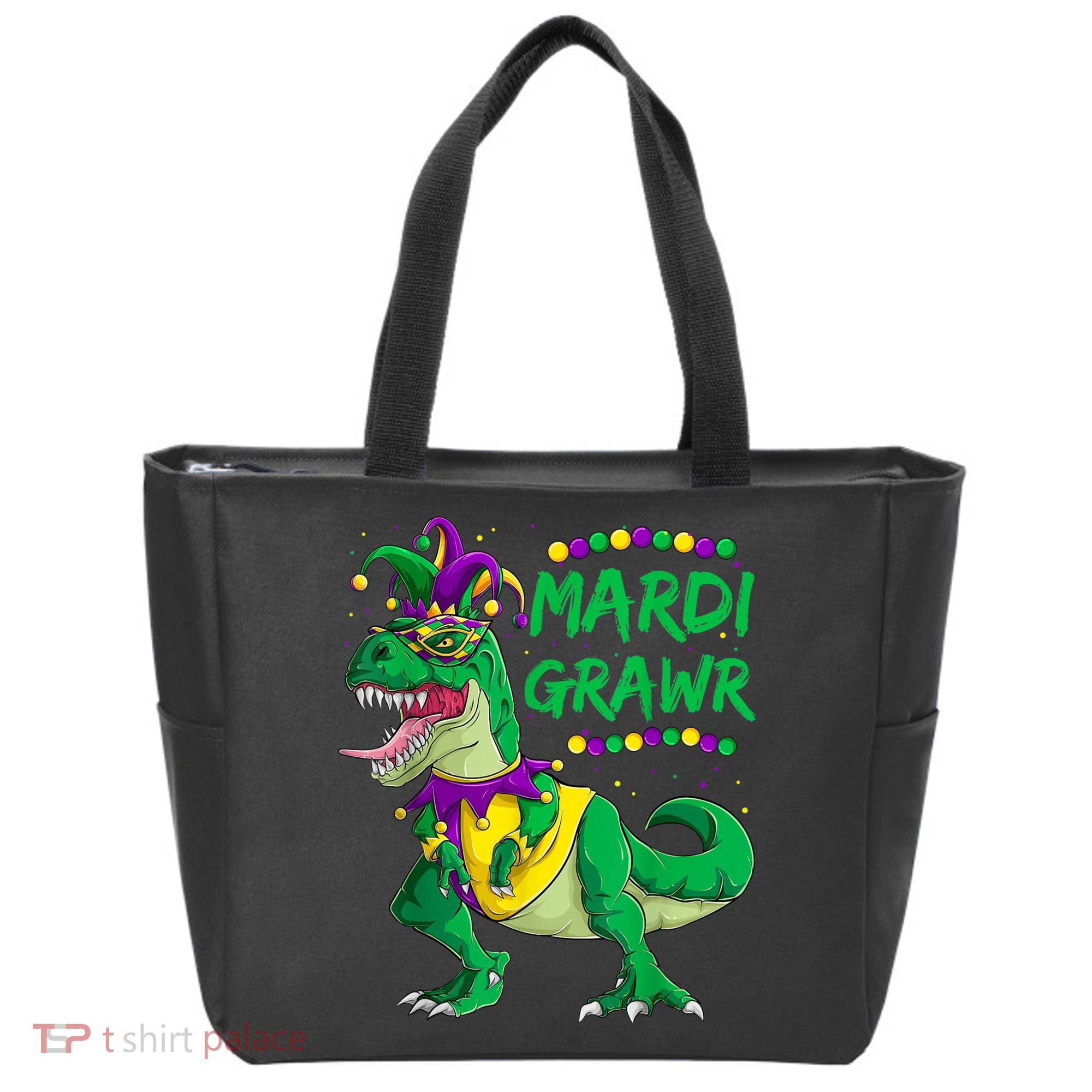 Mardi Grawr Dino Jester Outfit, Mardi Gras T Rex Kids Boys Tote Bag