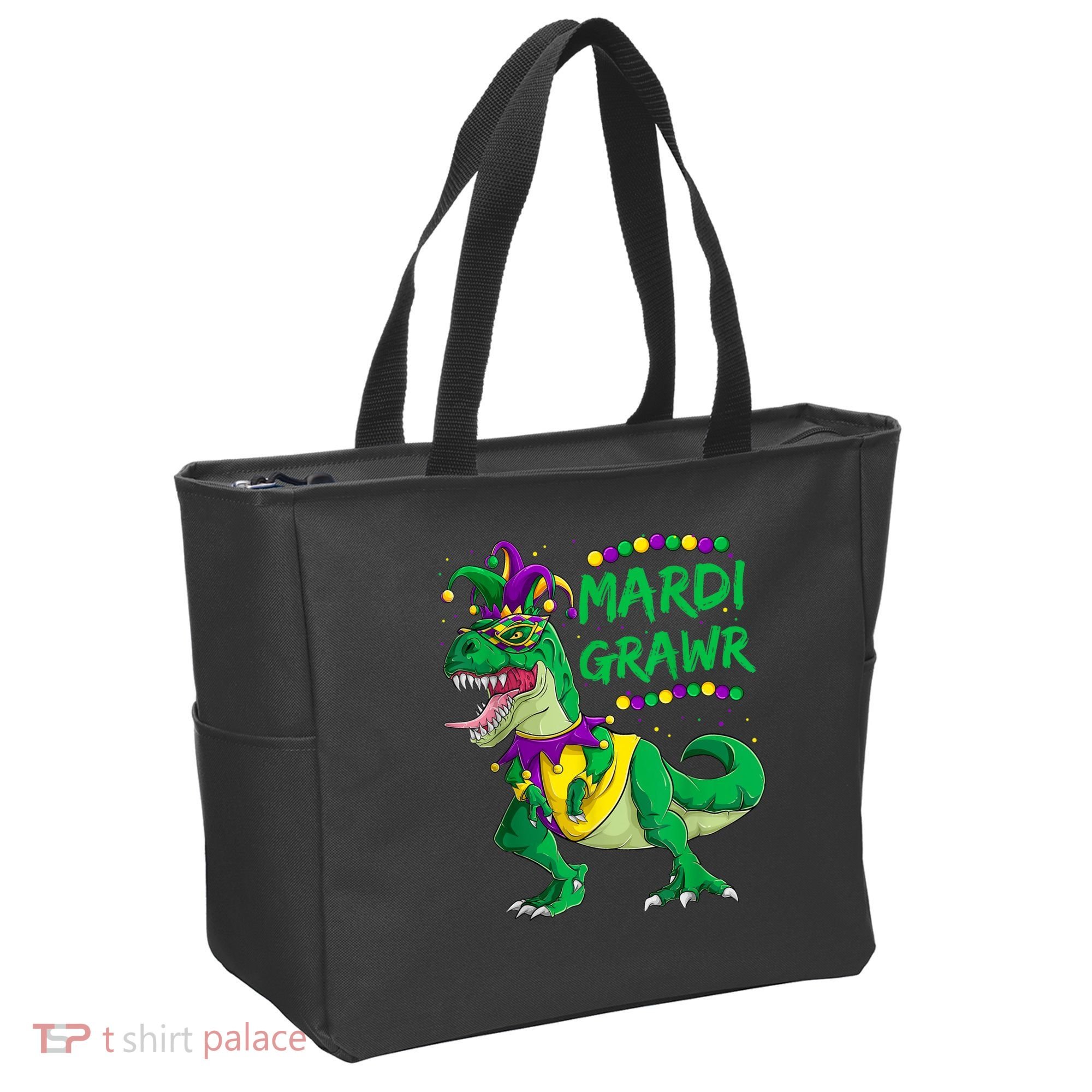 Mardi Grawr Dino Jester Outfit, Mardi Gras T Rex Kids Boys Tote Bag