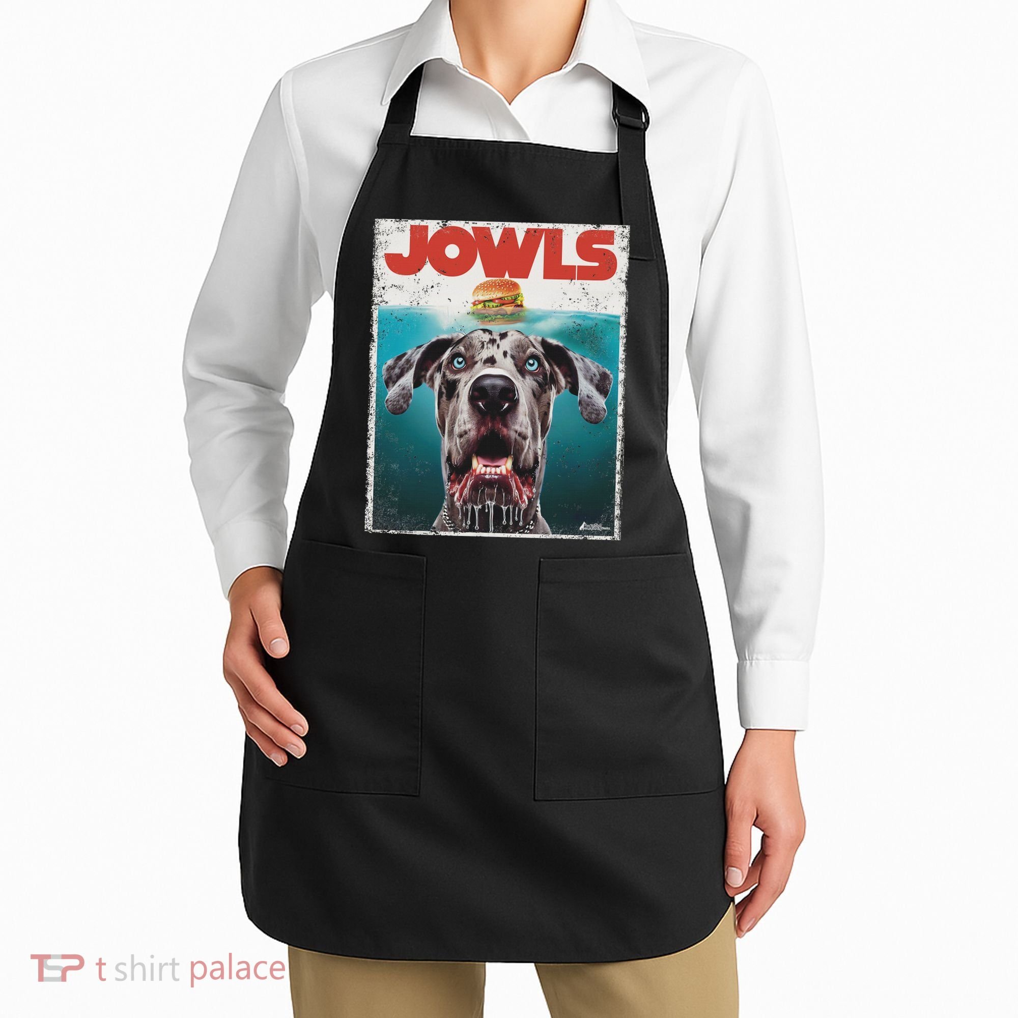 Merle Great Dane Jowls, Paws Top, Blue Eye Brown Dog Mom Dad Apron