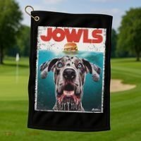 Merle Great Dane Jowls, Paws Top, Blue Eye Brown Dog Mom Dad Golf Towel thumb 1