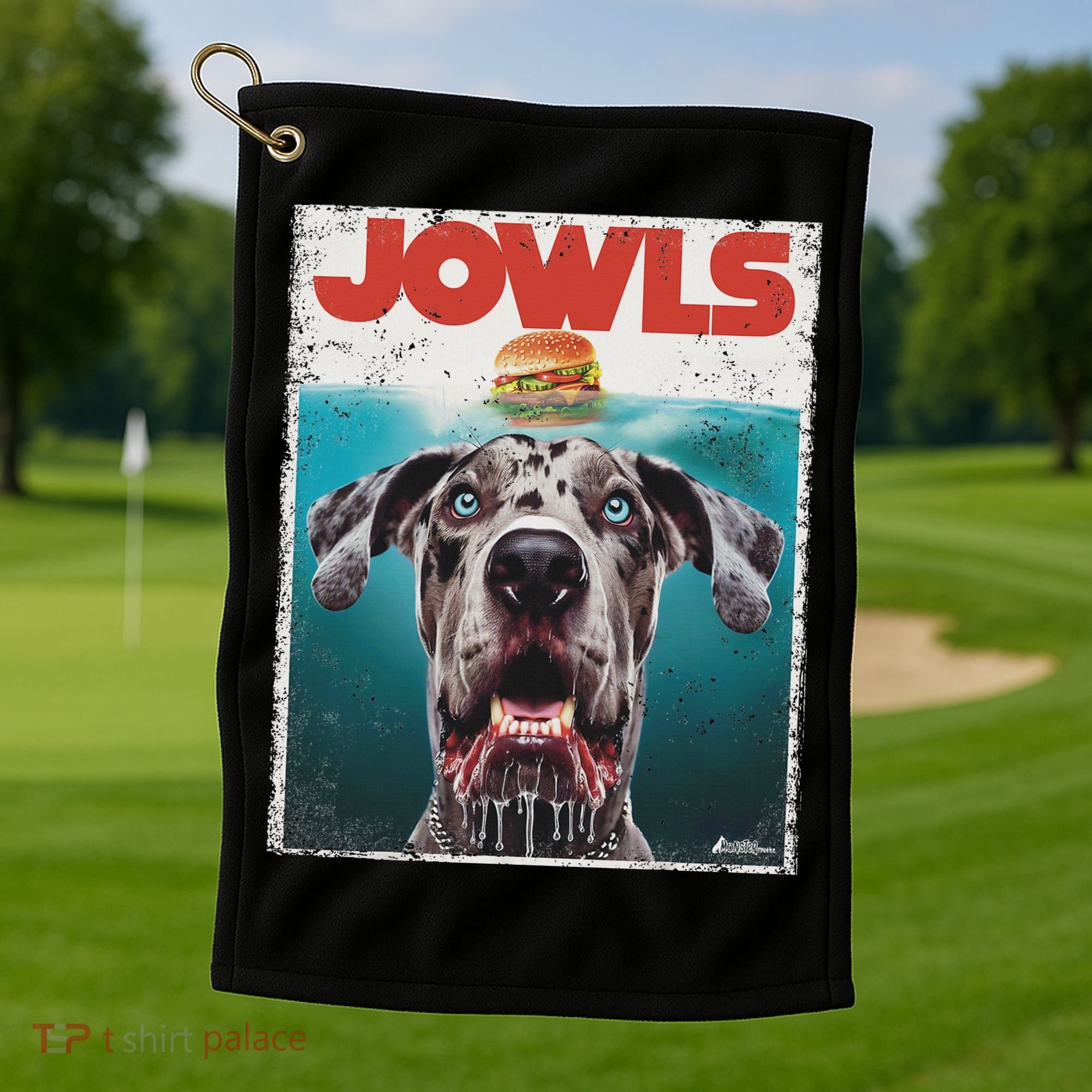Merle Great Dane Jowls, Paws Top, Blue Eye Brown Dog Mom Dad Golf Towel