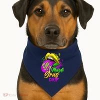 Mardi Gras Drip Mardi Gras USA-Made Doggie Bandana thumb 1