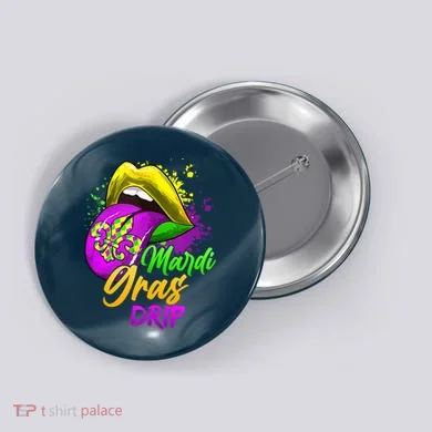 Mardi Gras Drip Mardi Gras Button