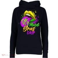 Mardi Gras Drip Mardi Gras Womens Funnel Neck Pullover Hood thumb 0