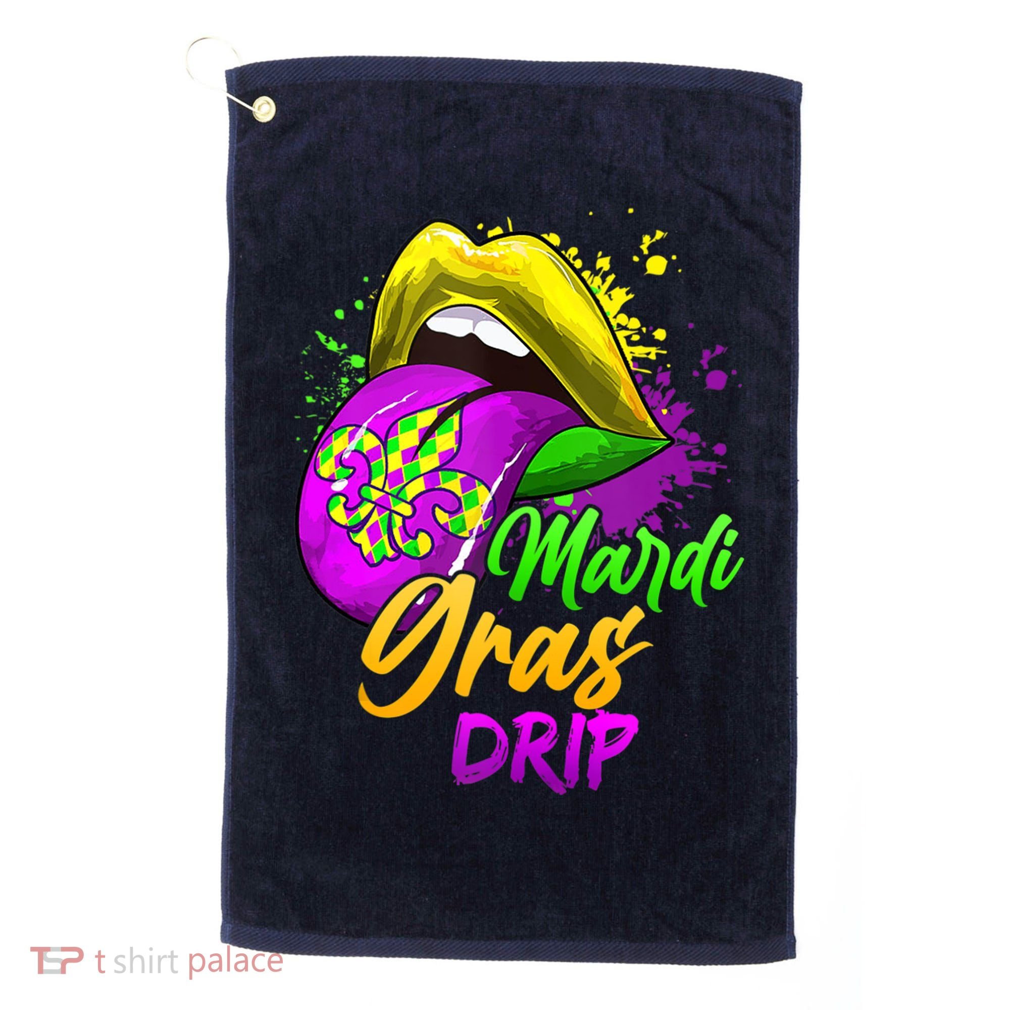 Mardi Gras Drip Mardi Gras Golf Towel