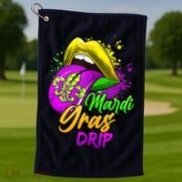 Mardi Gras Drip Mardi Gras Golf Towel thumb 1