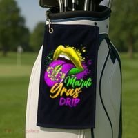 Mardi Gras Drip Mardi Gras Golf Towel thumb 2