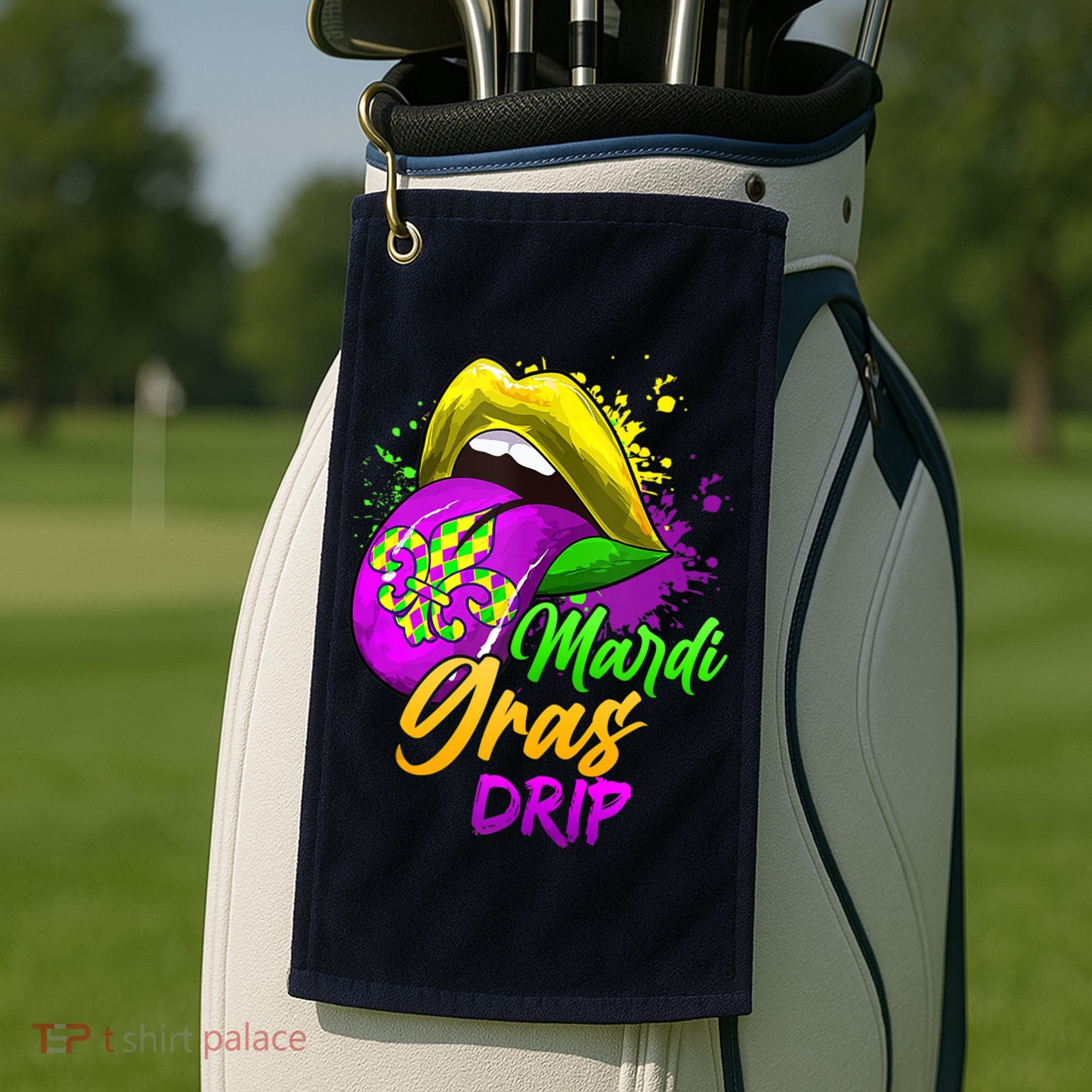 Mardi Gras Drip Mardi Gras Golf Towel