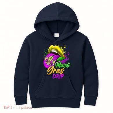 Mardi Gras Drip Mardi Gras Kids Hoodie