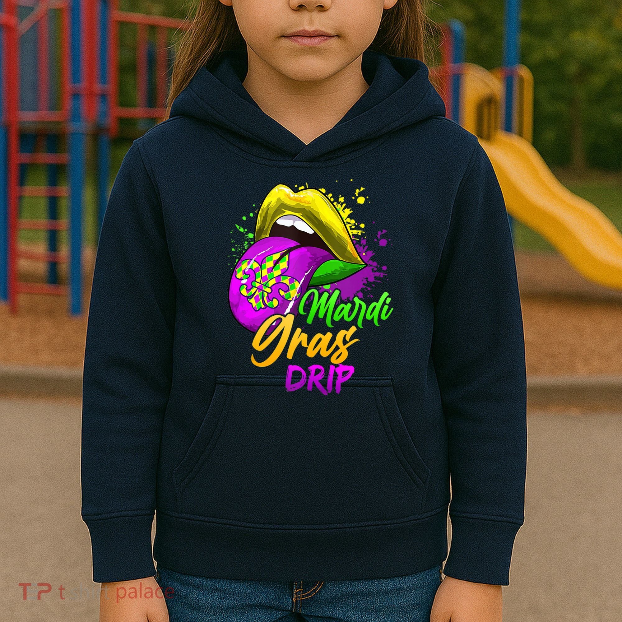 Mardi Gras Drip Mardi Gras Kids Hoodie