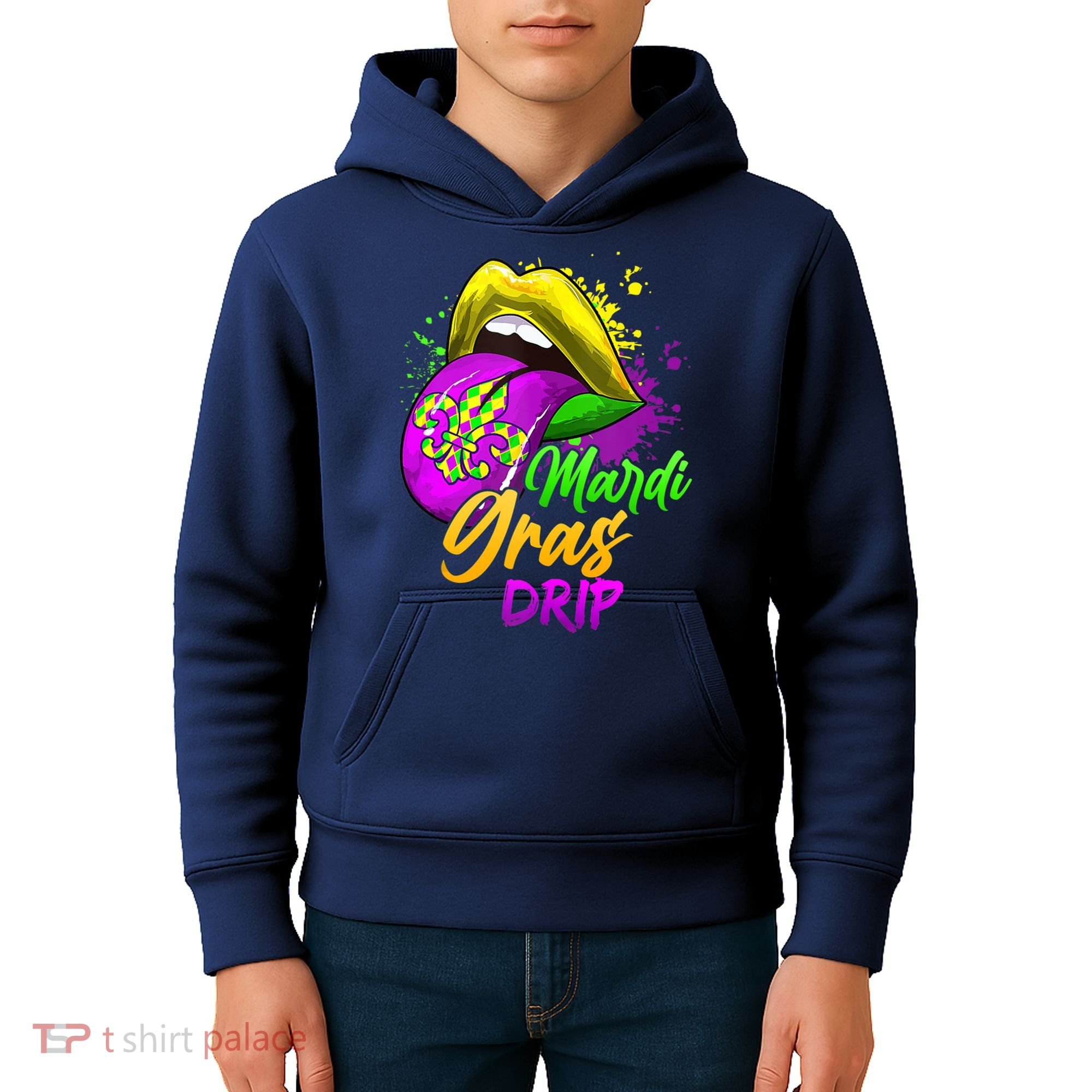Mardi Gras Drip Mardi Gras Kids Hoodie