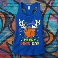 Merry Game Day Christmas Basketball Reindeer Xmas Sport Cool Gift Women's Tank Top thumb 3