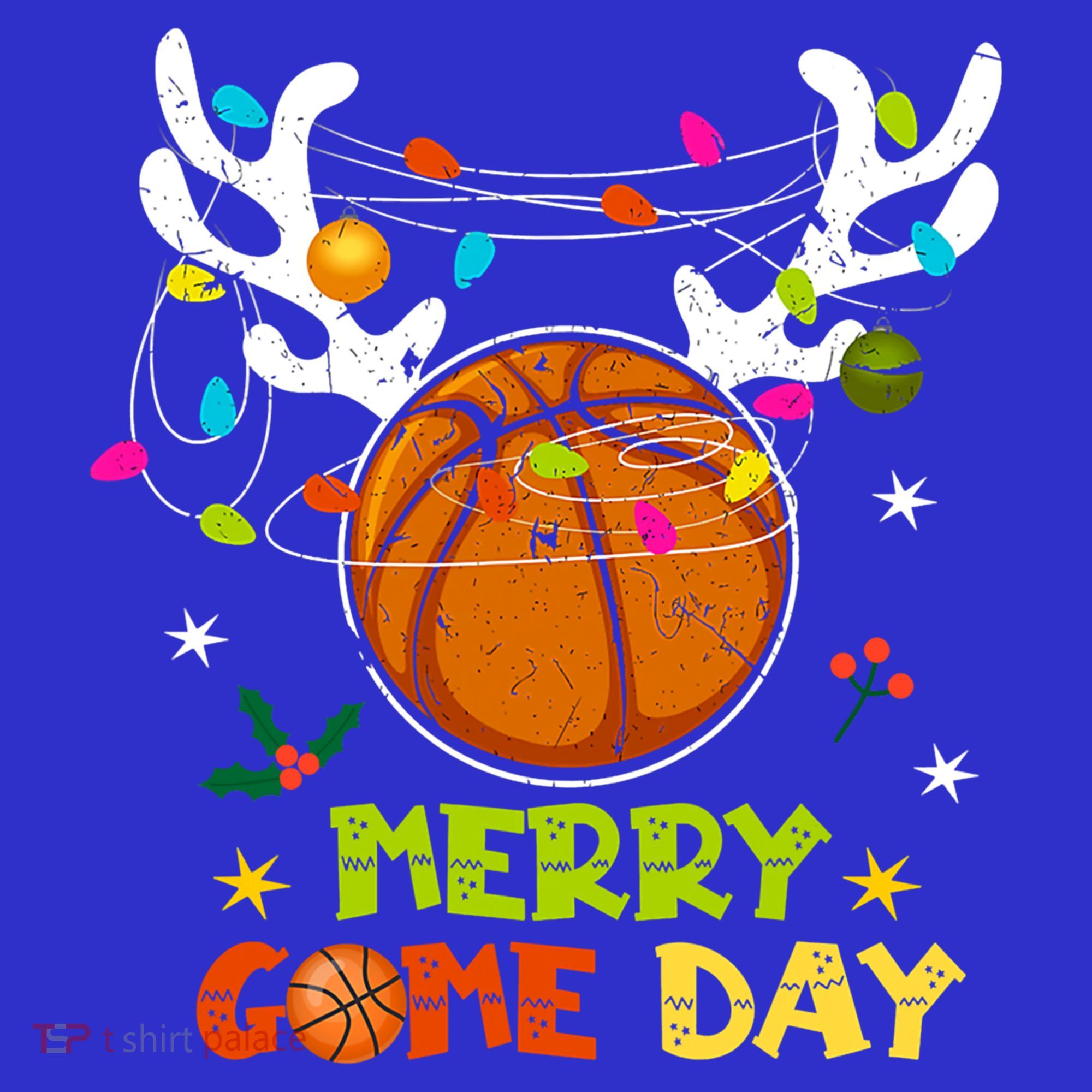 Merry Game Day Christmas Basketball Reindeer Xmas Sport Cool Gift Women's Tank Top