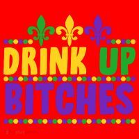 Mardi Gras Drink Up Bitches Santa Hat thumb 1
