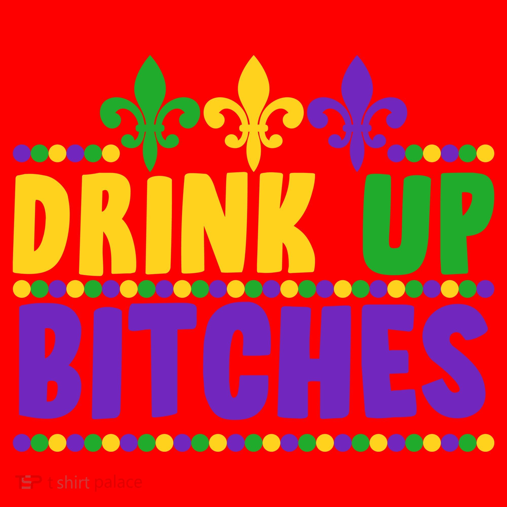 Mardi Gras Drink Up Bitches Santa Hat