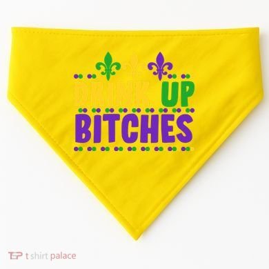 Mardi Gras Drink Up Bitches USA-Made Doggie Bandana