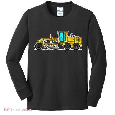 Motor Grader Design Road Grader And Blade Art Kids Long Sleeve Shirt