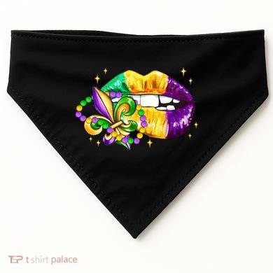 Mardi Gras Festive Lips USA-Made Doggie Bandana