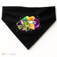 Mardi Gras Festive Lips USA-Made Doggie Bandana thumb 0