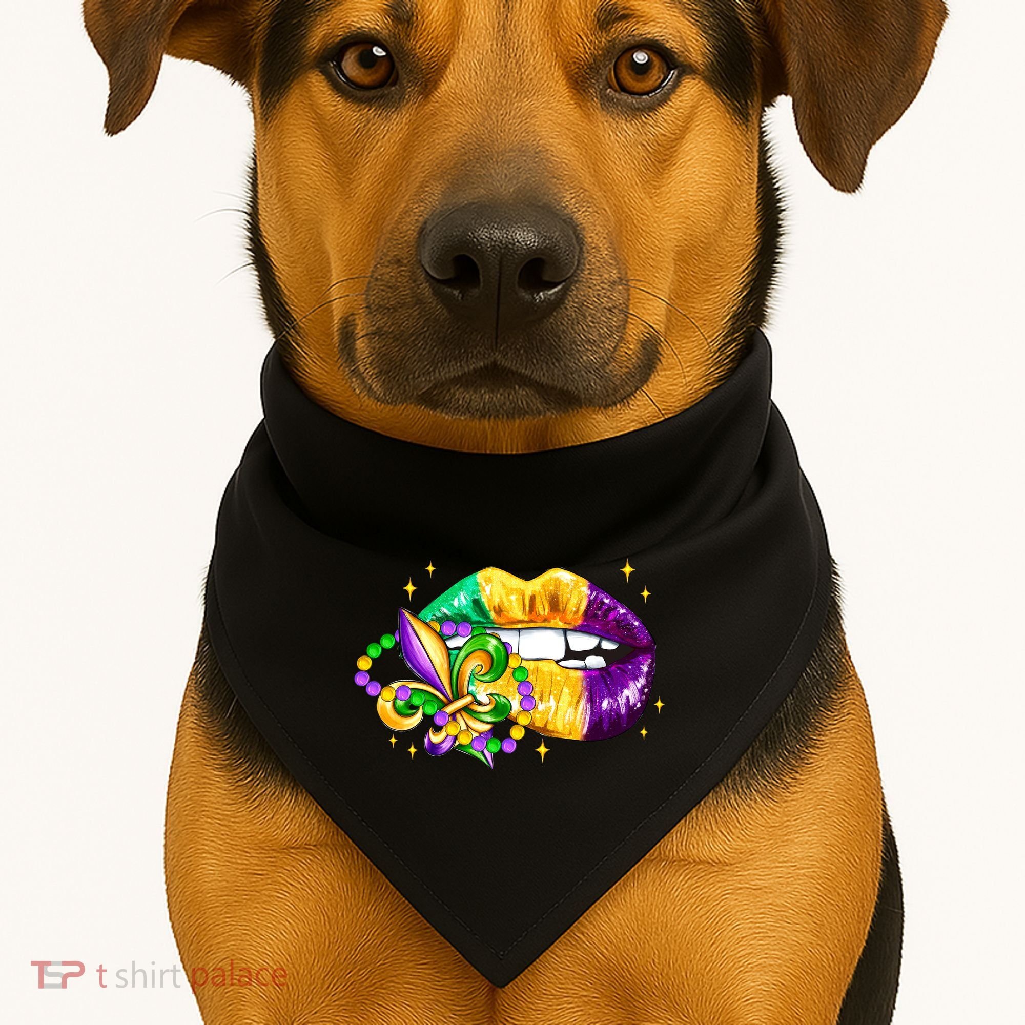 Mardi Gras Festive Lips USA-Made Doggie Bandana