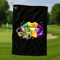 Mardi Gras Festive Lips Golf Towel thumb 1