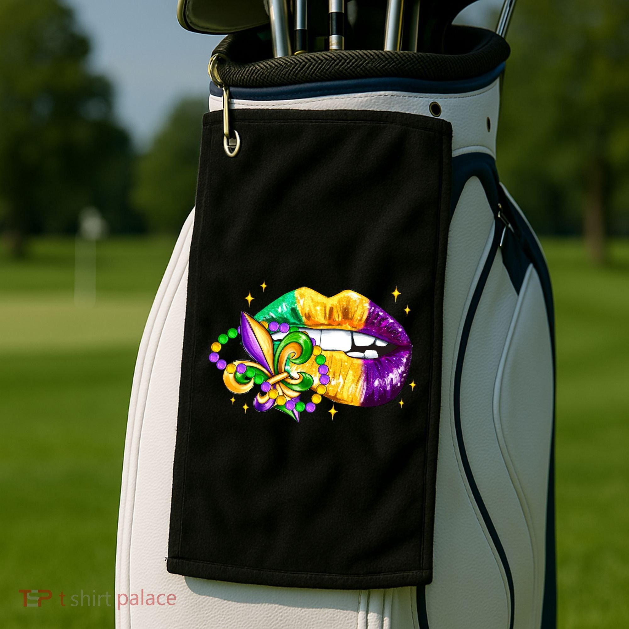 Mardi Gras Festive Lips Golf Towel