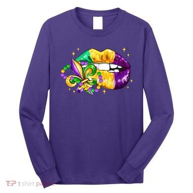 Mardi Gras Festive Lips Long Sleeve Shirt