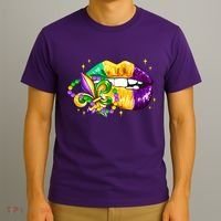 Mardi Gras Festive Lips T-Shirt thumb 3