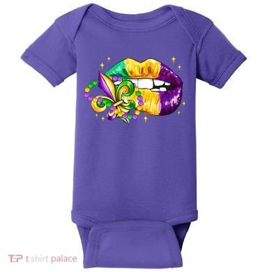 Mardi Gras Festive Lips Baby Bodysuit