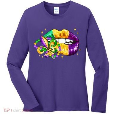 Mardi Gras Festive Lips Women's Long Sleeve Shirt