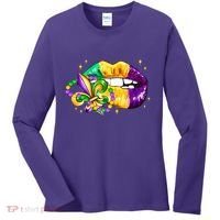 Mardi Gras Festive Lips Women's Long Sleeve Shirt thumb 0